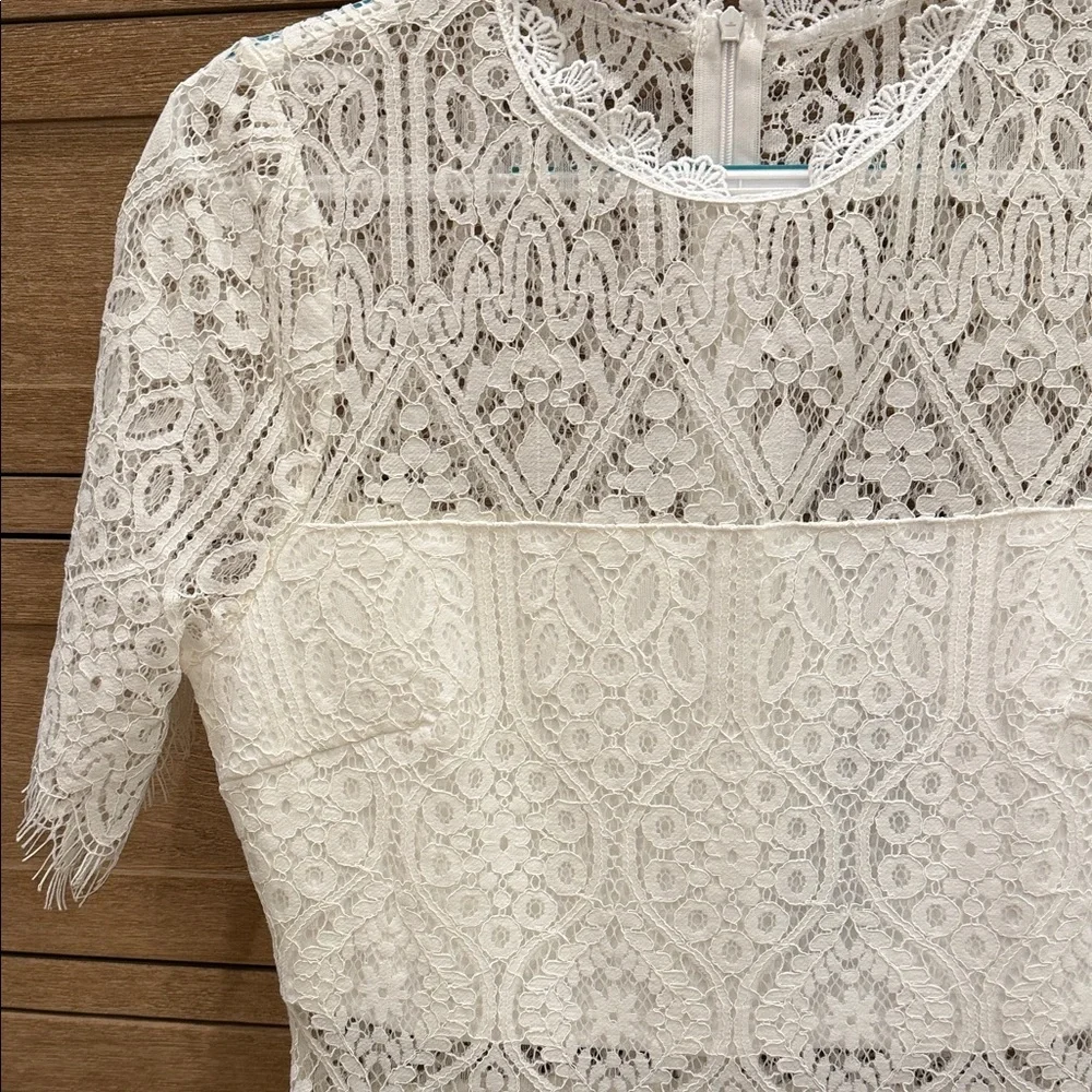 NWT Lulu's Ivory Lace Midi Dress - Picture 3 of 4
